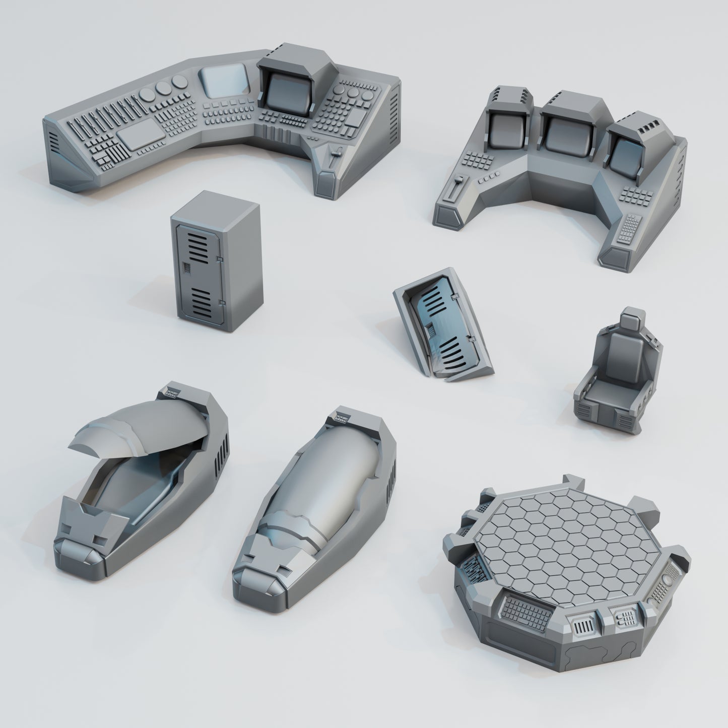 Sci-fi Scatter Pack Alpha - Sci-Fi Grimdark Miniatures by Saucermen Studios, Wargame Scale 3D Printed