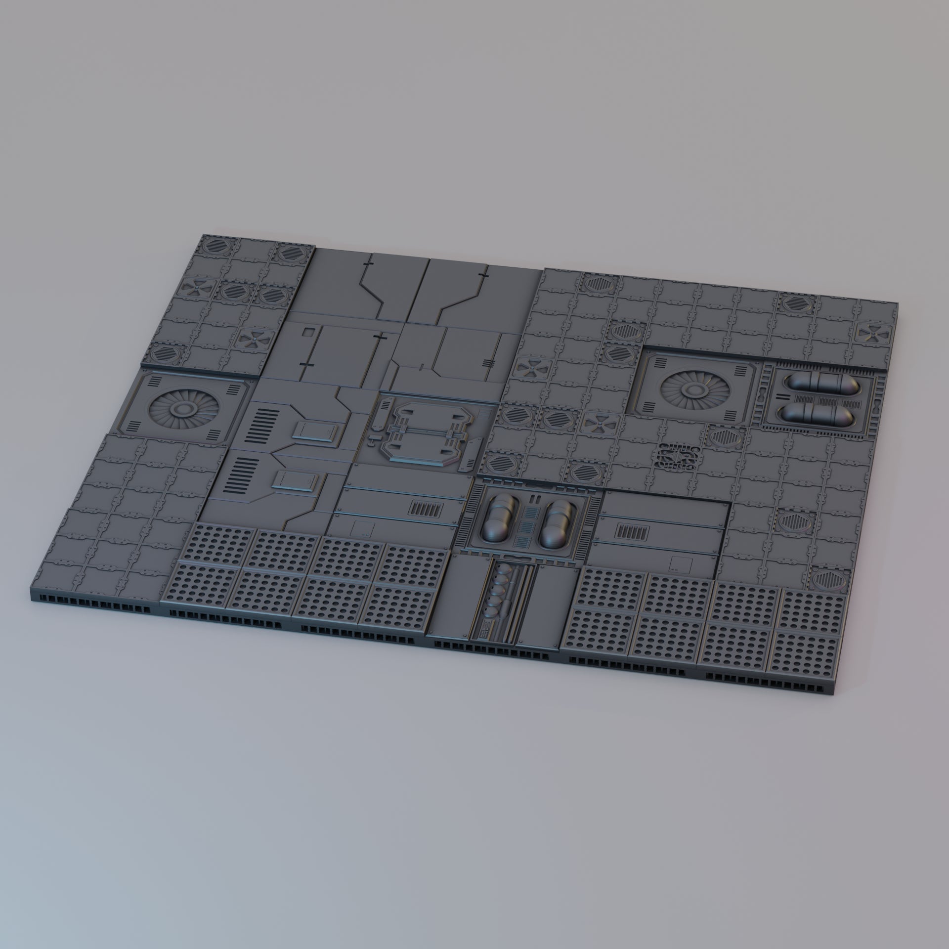 Modular Scifi Floor Tiles - Pack 1 - Sci-Fi Grimdark Miniatures by Saucermen Studios, Wargame Scale 3D Printed