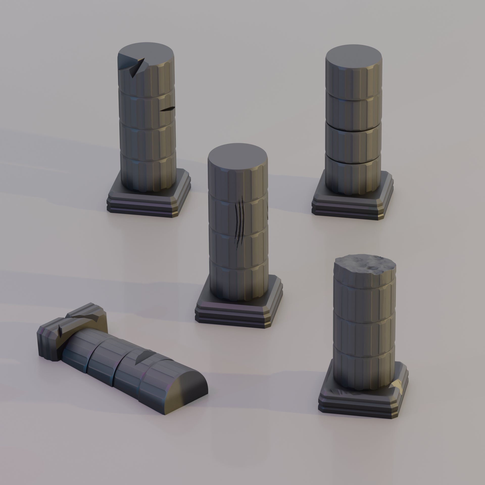Large Stone Columns - Sci-Fi Grimdark Miniatures by Saucermen Studios, Wargame Scale 3D Printed
