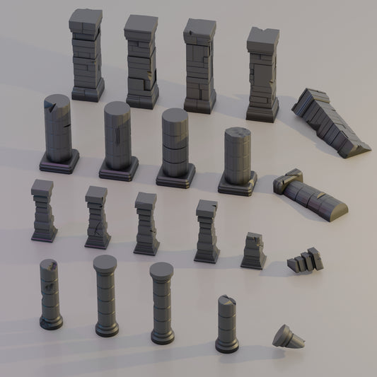 Pillars & Columns BUNDLE - Sci-Fi Grimdark Miniatures by Saucermen Studios, Wargame Scale 3D Printed