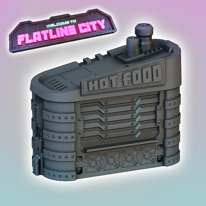 Flatline City: Street Vendor Kiosk - Sci-Fi Grimdark Miniatures by Saucermen Studios, Wargame Scale 3D Printed