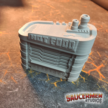 Flatline City: Street Vendor Kiosk - Sci-Fi Grimdark Miniatures by Saucermen Studios, Wargame Scale 3D Printed - photo 3