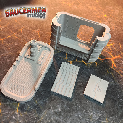 Flatline City: Street Vendor Kiosk - Sci-Fi Grimdark Miniatures by Saucermen Studios, Wargame Scale 3D Printed - photo 4