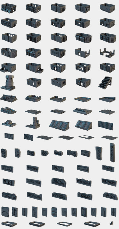 Flatline City: Core Set (Modular Buildings) - Sci-Fi Grimdark Miniatures by Saucermen Studios, Wargame Scale 3D Printed - photo 3