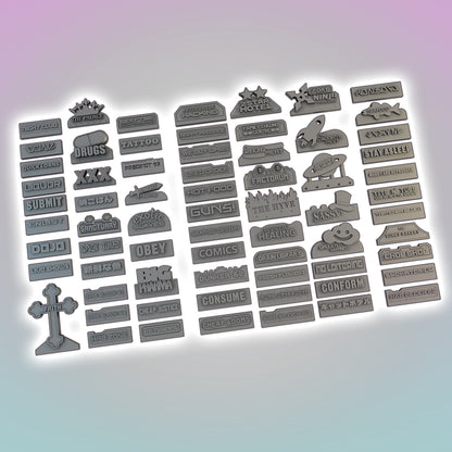 Flatline City: Signage Pack - Sci-Fi Grimdark Miniatures by Saucermen Studios, Wargame Scale 3D Printed