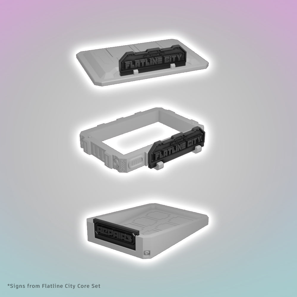 Flatline City: Signage Pack - Sci-Fi Grimdark Miniatures by Saucermen Studios, Wargame Scale 3D Printed - photo 2