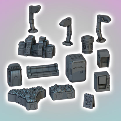 Flatline City: City Scatter Pack One (Outdoor) - Sci-Fi Grimdark Miniatures by Saucermen Studios, Wargame Scale 3D Printed