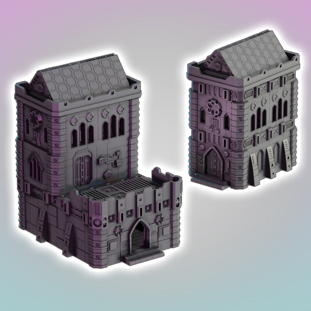 Flatline City: Gothic Sanctuary - Sci-Fi Grimdark Miniatures by Saucermen Studios, Wargame Scale 3D Printed