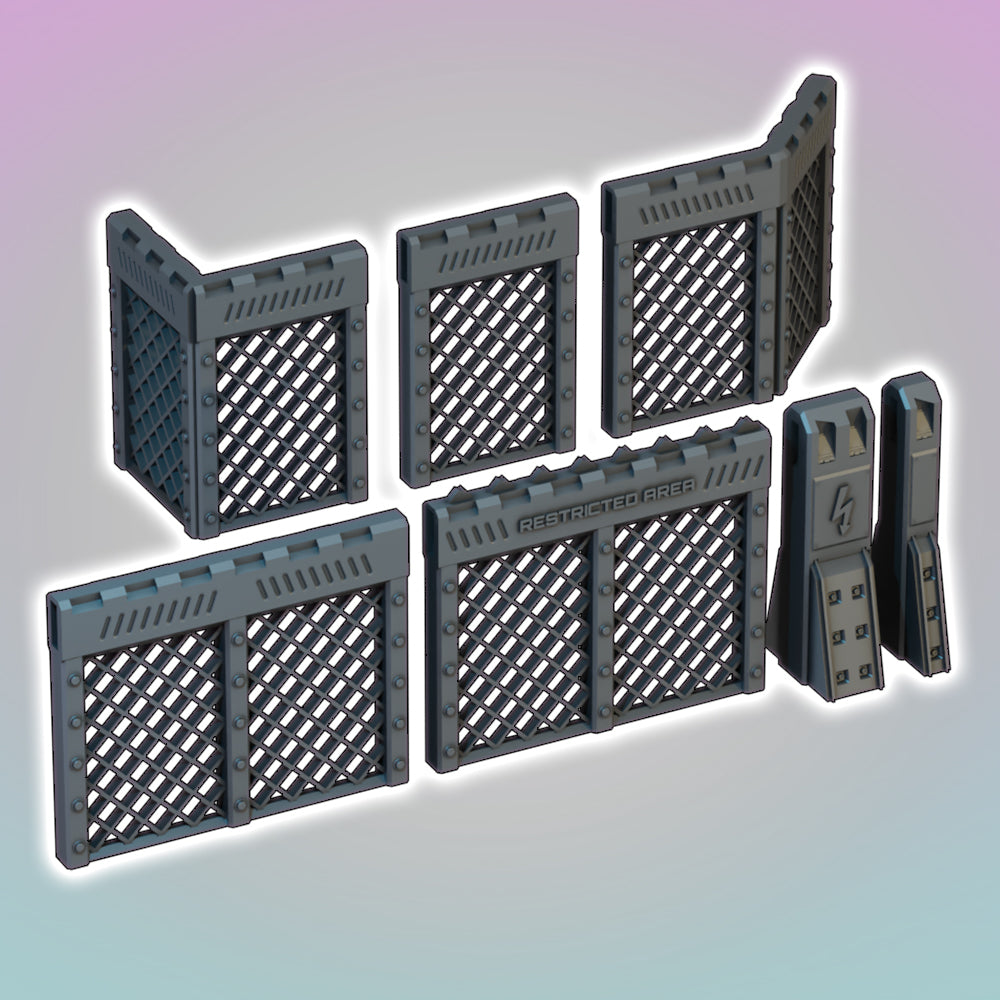 Flatline City: Compound Fencing - Sci-Fi Grimdark Miniatures by Saucermen Studios, Wargame Scale 3D Printed