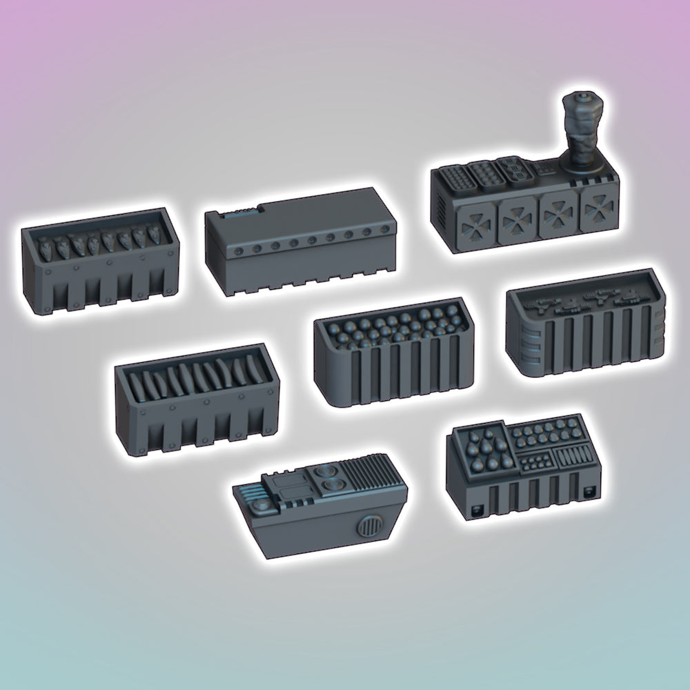 Market Stalls Scatter - Sci-Fi Grimdark Miniatures by Saucermen Studios, Wargame Scale 3D Printed