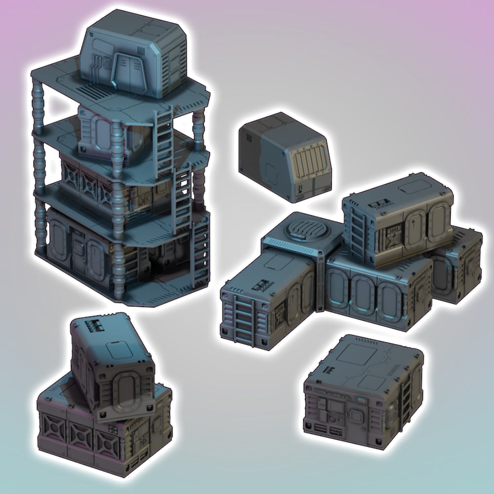 Flatline City: Slum Stack Habs - Sci-Fi Grimdark Miniatures by Saucermen Studios, Wargame Scale 3D Printed