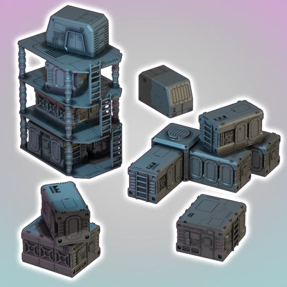 Flatline City: Slum Stack Habs - Sci-Fi Grimdark Miniatures by Saucermen Studios, Wargame Scale 3D Printed