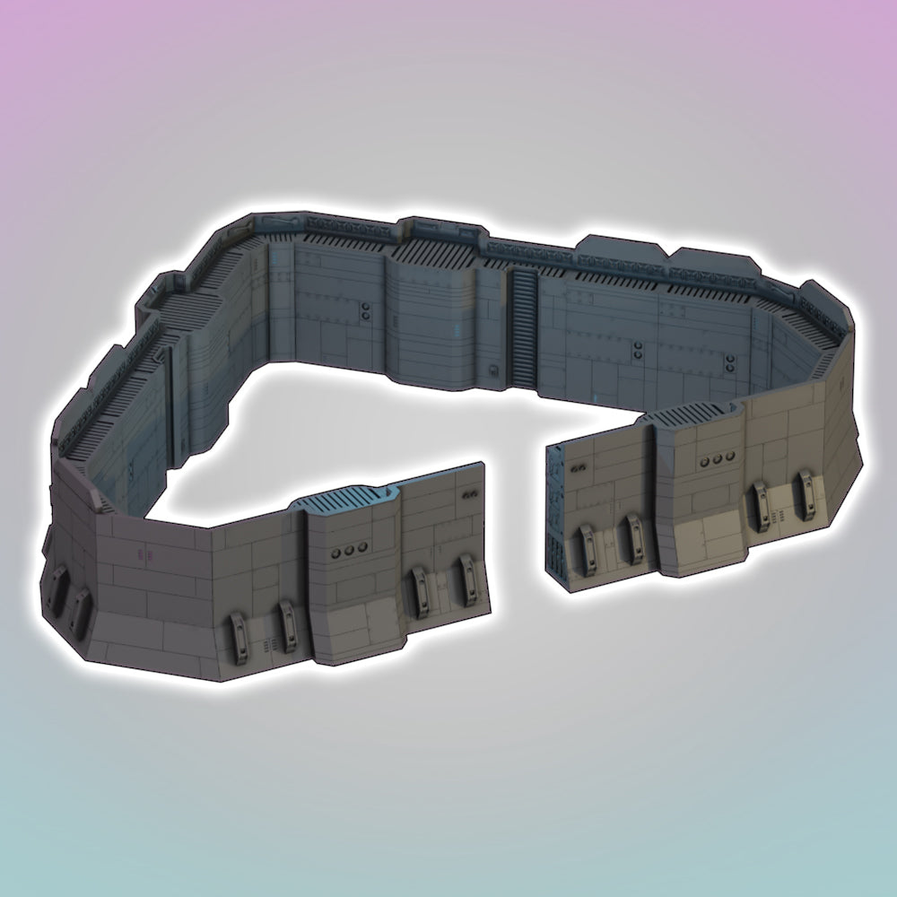 Flatline City: City Walls - Sci-Fi Grimdark Miniatures by Saucermen Studios, Wargame Scale 3D Printed