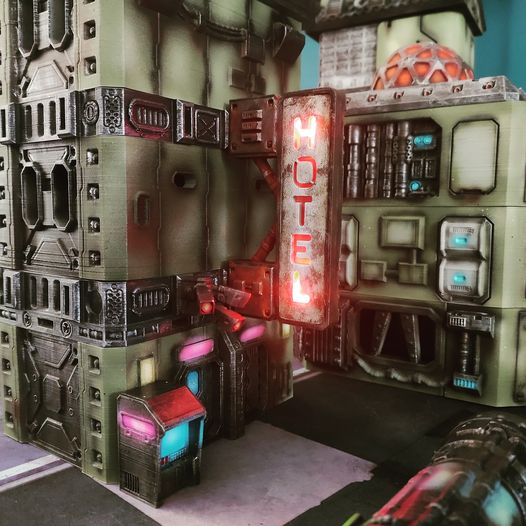 Flatline City: LED Integrated Signs - Sci-Fi Grimdark Miniatures by Saucermen Studios, Wargame Scale 3D Printed - photo 2