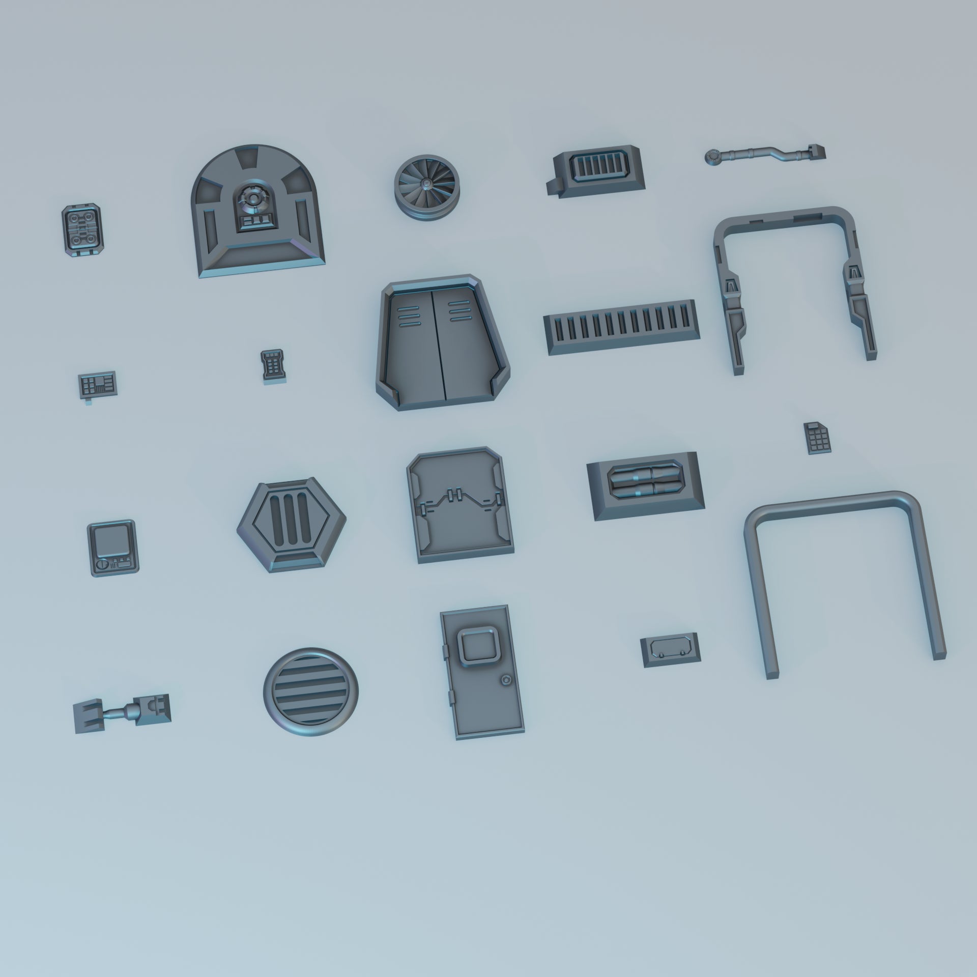 Sci-fi Greebles Pack 1 - Sci-Fi Grimdark Miniatures by Saucermen Studios, Wargame Scale 3D Printed