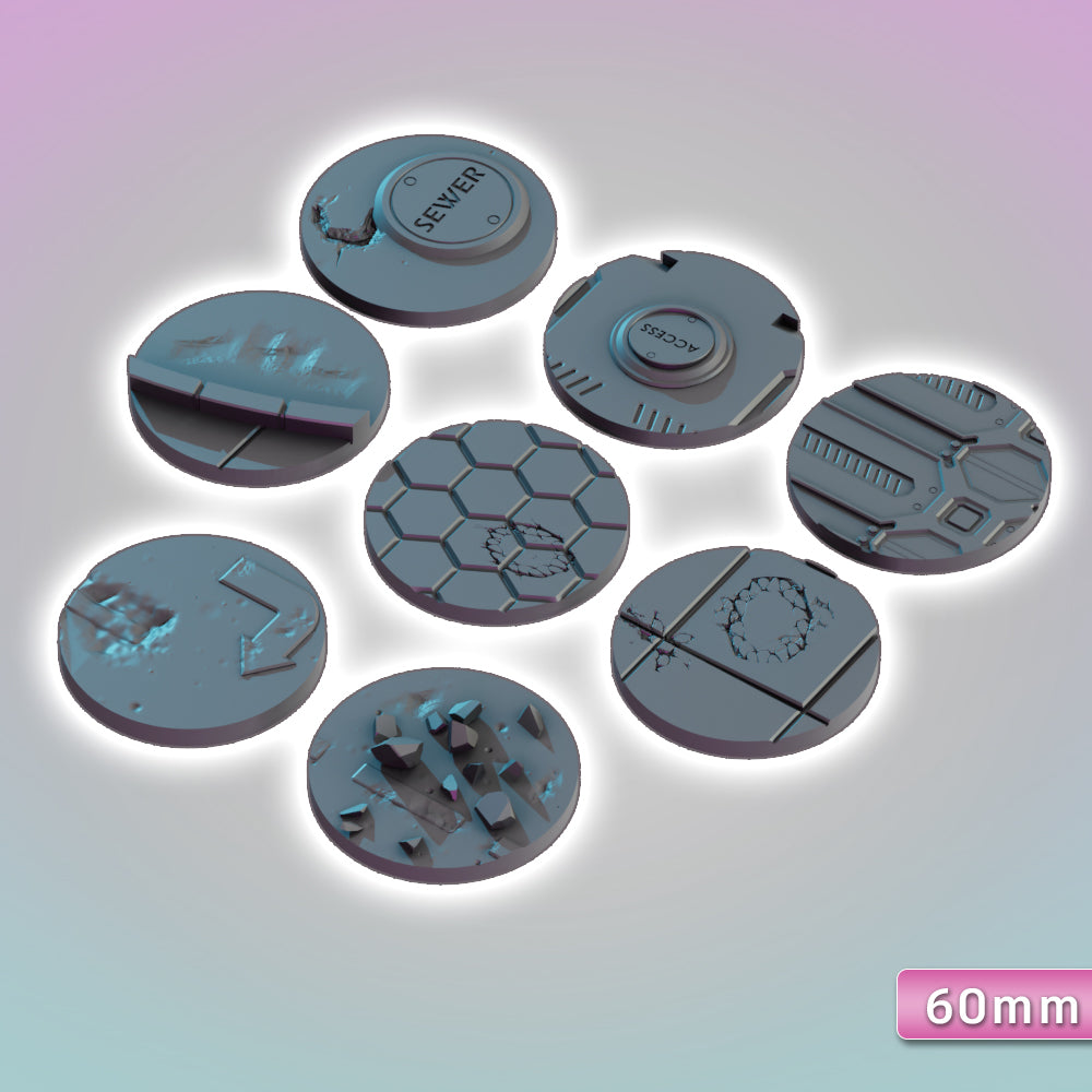 City & Industrial Bases 60mm - Sci-Fi Grimdark Miniatures by Saucermen Studios, Wargame Scale 3D Printed