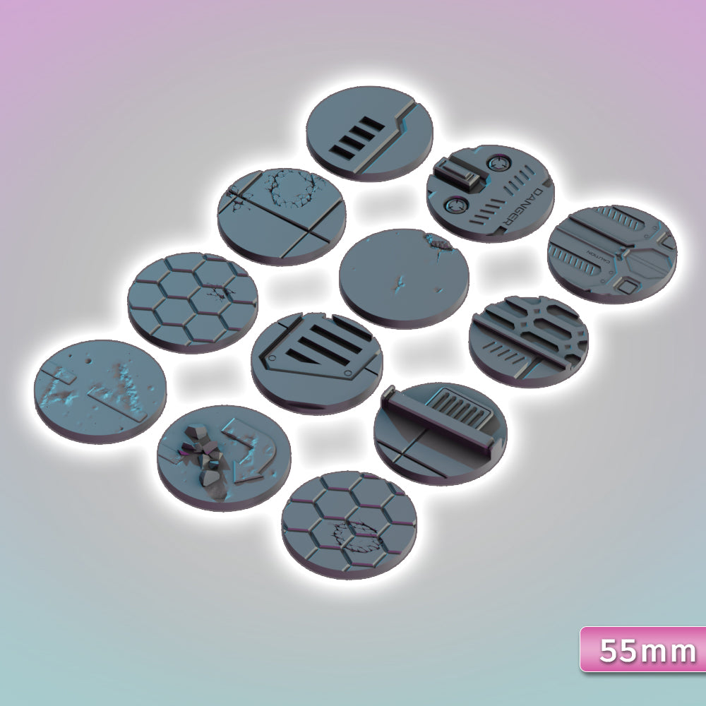 City & Industrial Bases 55mm - Sci-Fi Grimdark Miniatures by Saucermen Studios, Wargame Scale 3D Printed