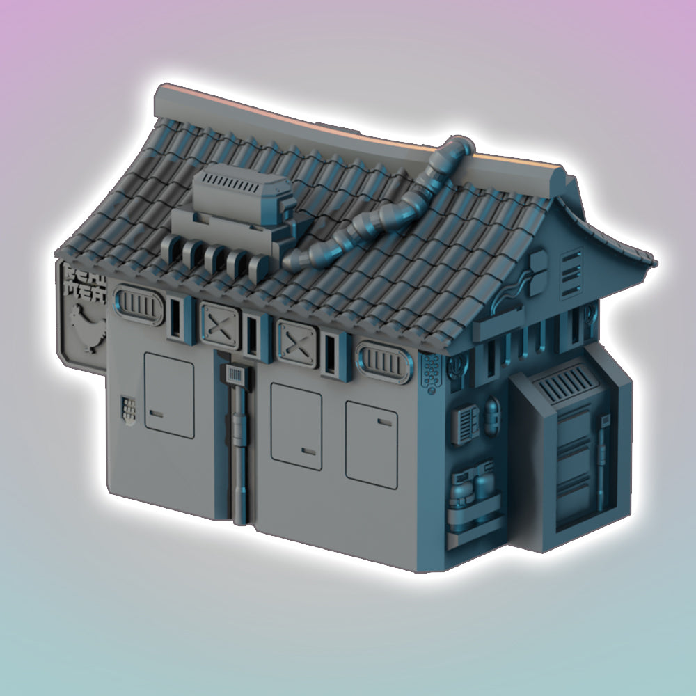 Flatline City: Noodle Bar - Sci-Fi Grimdark Miniatures by Saucermen Studios, Wargame Scale 3D Printed - photo 2