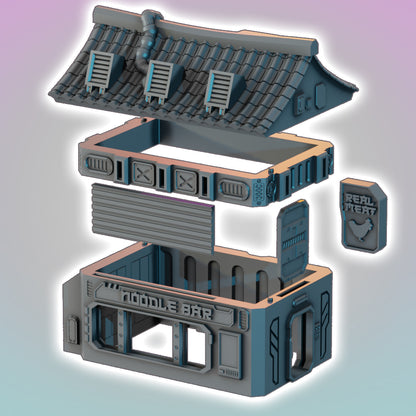 Flatline City: Noodle Bar - Sci-Fi Grimdark Miniatures by Saucermen Studios, Wargame Scale 3D Printed - photo 3