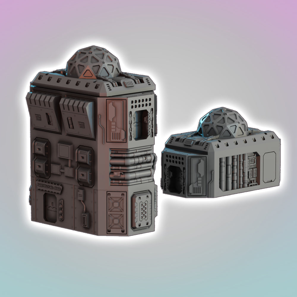 Flatline City - Science & Research Facility - Sci-Fi Grimdark Miniatures by Saucermen Studios, Wargame Scale 3D Printed