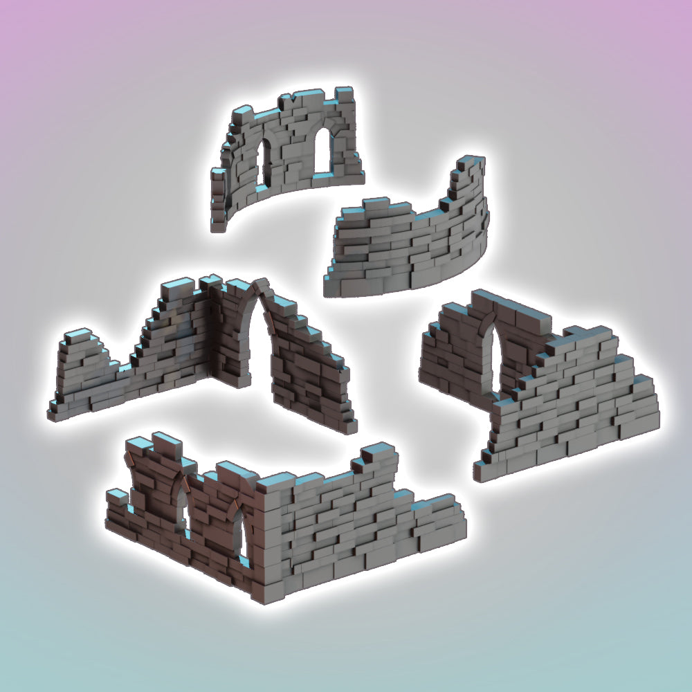 Ancient Castle Ruins - Sci-Fi Grimdark Miniatures by Saucermen Studios, Wargame Scale 3D Printed