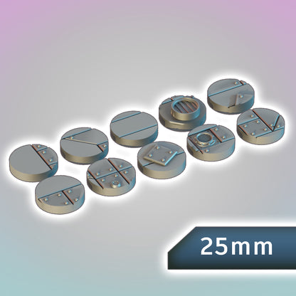 Salvage Crew Hull Plating Bases 25-70mm Bundle - Sci-Fi Grimdark Miniatures by Saucermen Studios, Wargame Scale 3D Printed - photo 2