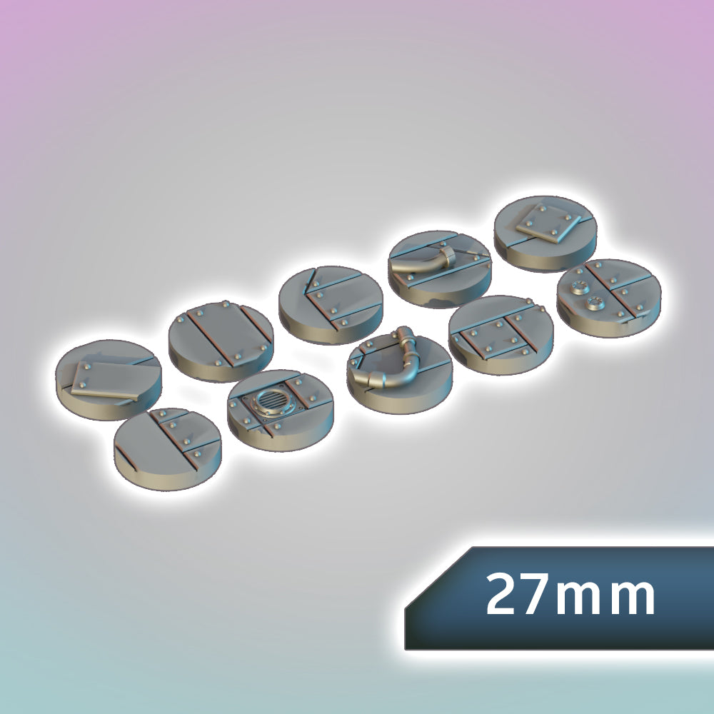 Salvage Crew Hull Plating Bases 25-70mm Bundle - Sci-Fi Grimdark Miniatures by Saucermen Studios, Wargame Scale 3D Printed - photo 3