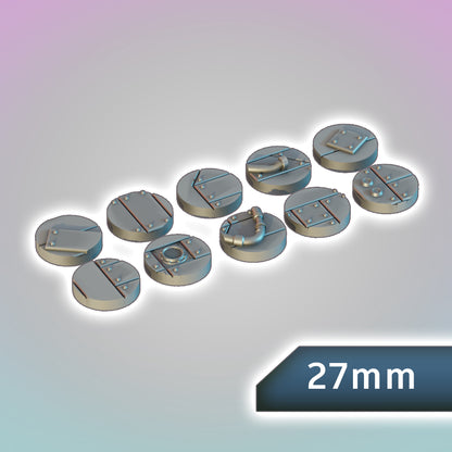 Salvage Crew Hull Plating Bases 25-70mm Bundle - Sci-Fi Grimdark Miniatures by Saucermen Studios, Wargame Scale 3D Printed - photo 3