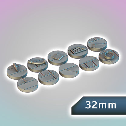 Salvage Crew Hull Plating Bases 25-70mm Bundle - Sci-Fi Grimdark Miniatures by Saucermen Studios, Wargame Scale 3D Printed - photo 5