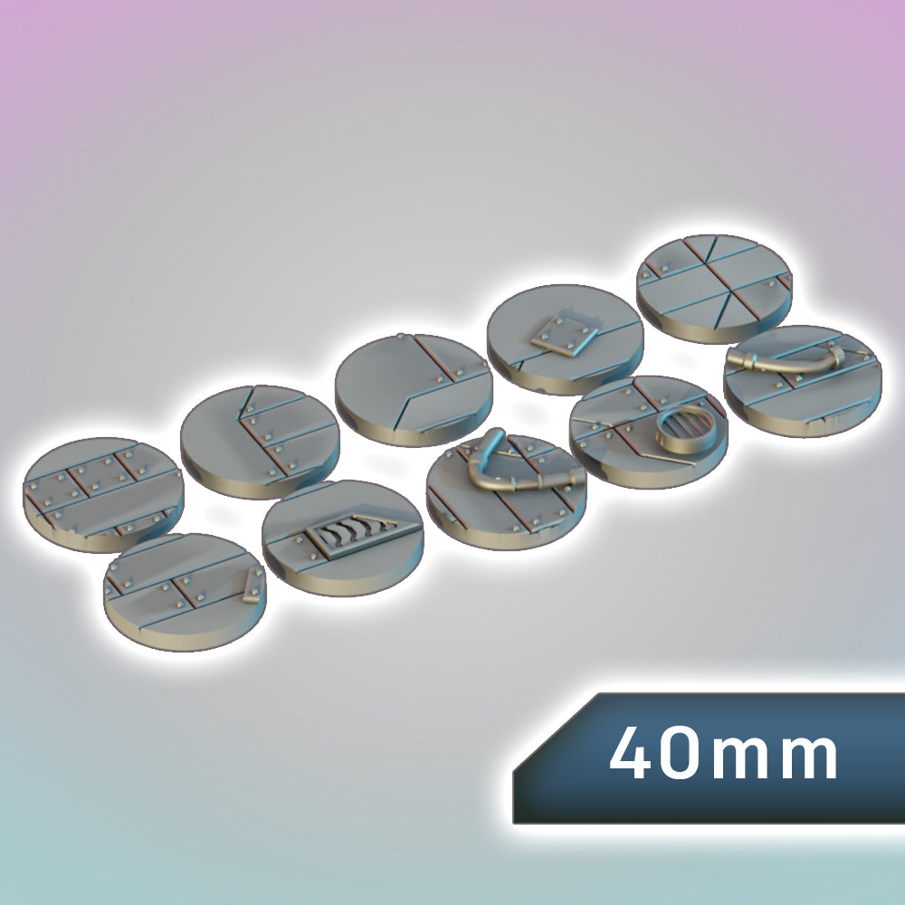 Salvage Crew Hull Plating Bases 25-70mm Bundle - Sci-Fi Grimdark Miniatures by Saucermen Studios, Wargame Scale 3D Printed - photo 7