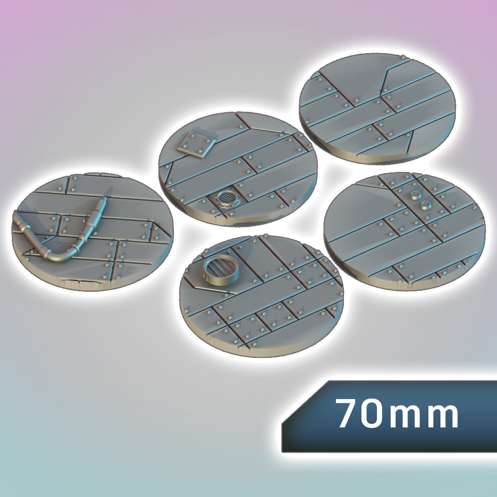 Salvage Crew Hull Plating Bases 25-70mm Bundle - Sci-Fi Grimdark Miniatures by Saucermen Studios, Wargame Scale 3D Printed - photo 9