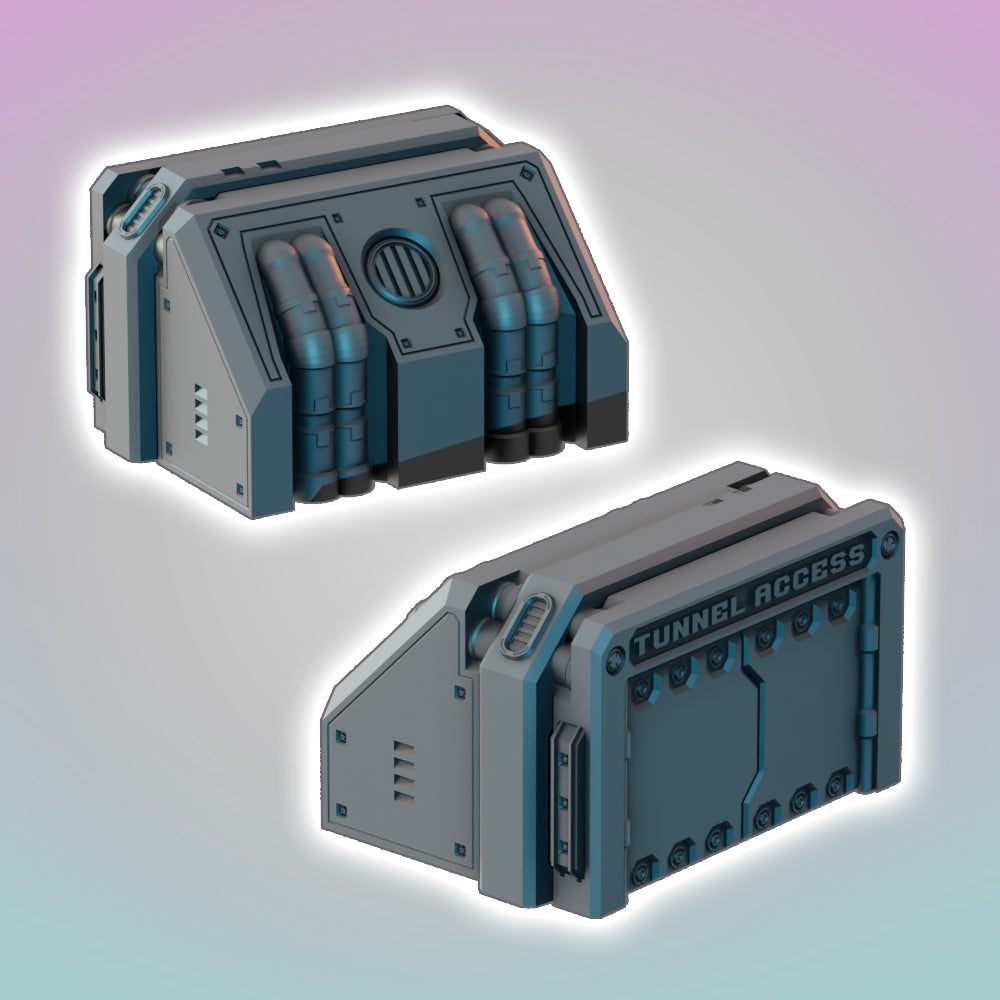 Tunnel / Subway Entrance Building - Sci-Fi Grimdark Miniatures by Saucermen Studios, Wargame Scale 3D Printed