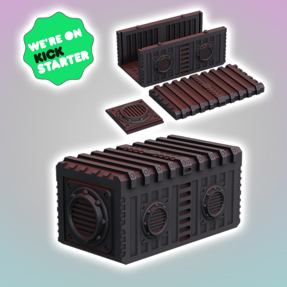 Shipping Container Building (Flatline City: Second Wave) - Sci-Fi Grimdark Miniatures by Saucermen Studios, Wargame Scale 3D Printed