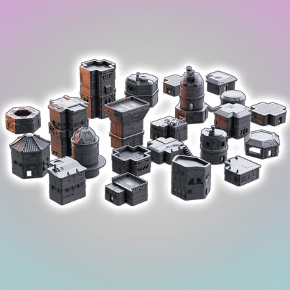 Flatline City: Second Wave - Core Set (Modular Buildings) - Sci-Fi Grimdark Miniatures by Saucermen Studios, Wargame Scale 3D Printed