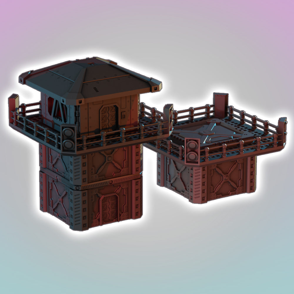 Flatline City - Watch Tower - Sci-Fi Grimdark Miniatures by Saucermen Studios, Wargame Scale 3D Printed