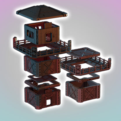 Flatline City - Watch Tower - Sci-Fi Grimdark Miniatures by Saucermen Studios, Wargame Scale 3D Printed - photo 2