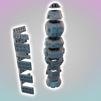 Flatline City: Second Wave - Rocket Launch Facility with Modular Starship - Sci-Fi Grimdark Miniatures by Saucermen Studios, Wargame Scale 3D Printed - photo 2