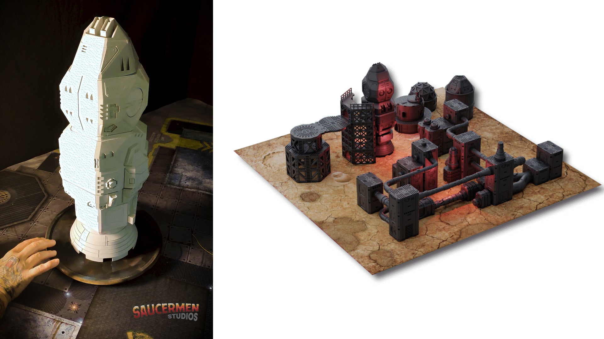 Flatline City: Second Wave - Rocket Launch Facility with Modular Starship - Sci-Fi Grimdark Miniatures by Saucermen Studios, Wargame Scale 3D Printed - photo 3