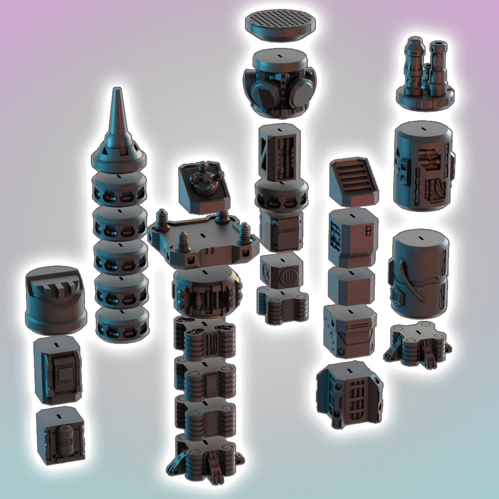 Flatline City: Second Wave - Pylon Array Towers - Sci-Fi Grimdark Miniatures by Saucermen Studios, Wargame Scale 3D Printed - photo 3
