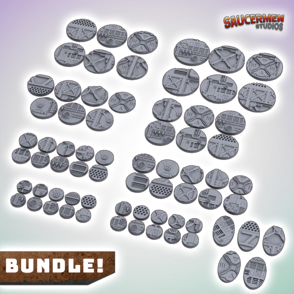 Factory Industrial Bases 25-70mm Bundle - Sci-Fi Grimdark Miniatures by Saucermen Studios, Wargame Scale 3D Printed
