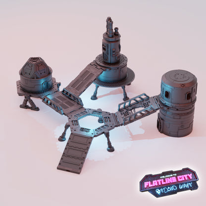 Flatline City: Second Wave - Walkway Hinges & Gantry Stilts (OpenLock Compatible) - Sci-Fi Grimdark Miniatures by Saucermen Studios, Wargame Scale 3D Printed - photo 3