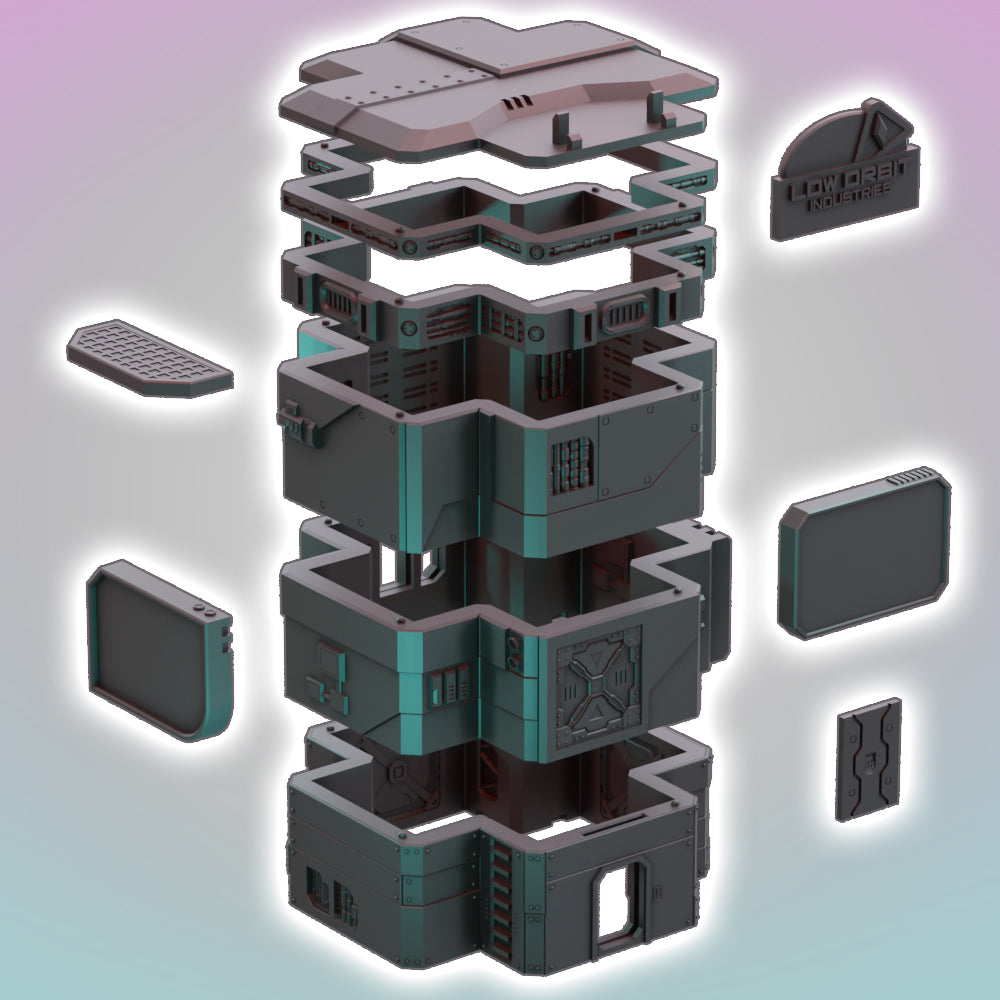 Flatline City – Corpo Tower - Sci-Fi Grimdark Miniatures by Saucermen Studios, Wargame Scale 3D Printed - photo 2