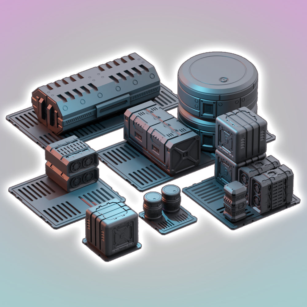 Cargo Pallets - Sci-Fi Grimdark Miniatures by Saucermen Studios, Wargame Scale 3D Printed