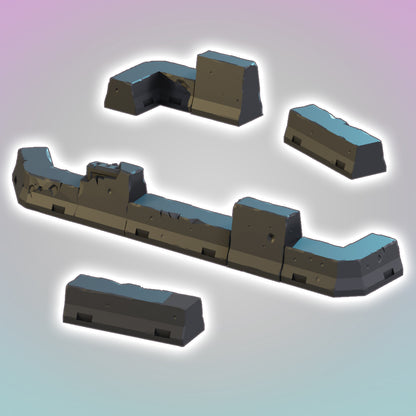 Concrete Barriers - Sci-Fi Grimdark Miniatures by Saucermen Studios, Wargame Scale 3D Printed