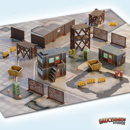 Modern Construction Site Terrain Pack - Sci-Fi Grimdark Miniatures by Saucermen Studios, Wargame Scale 3D Printed