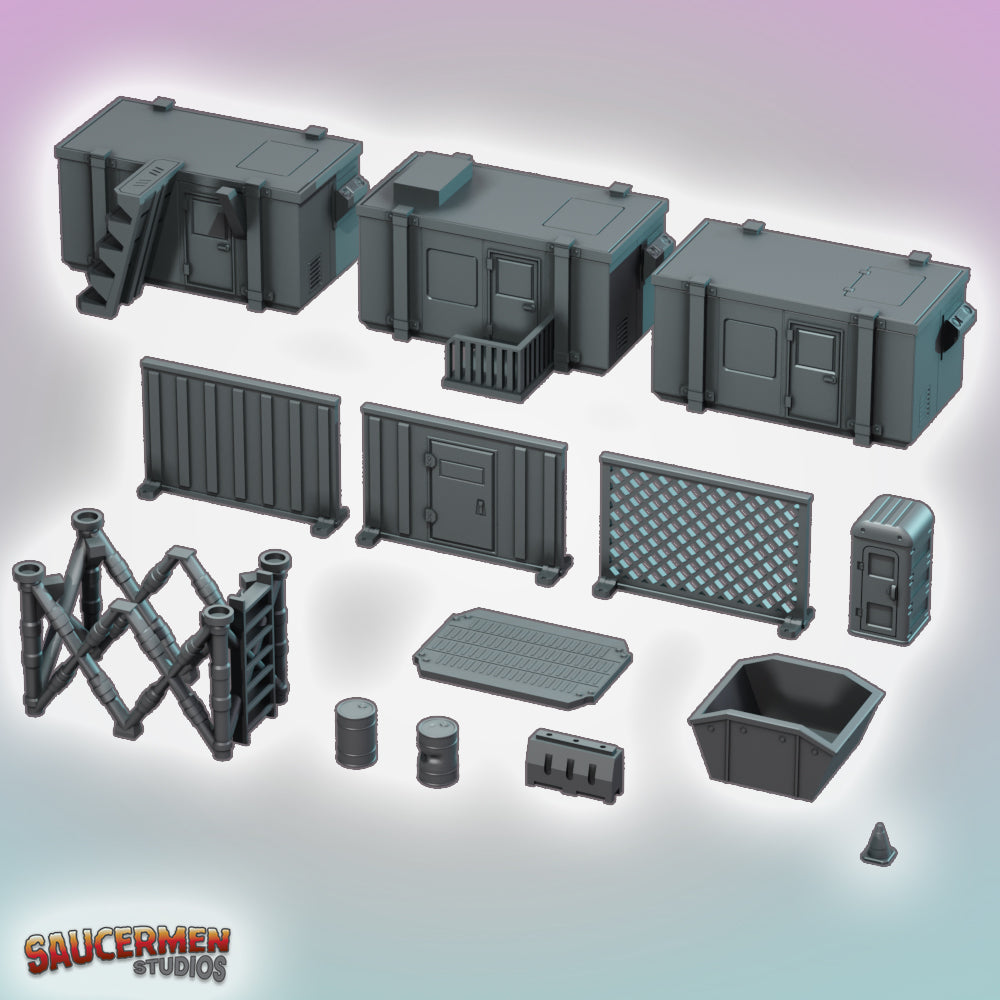 Modern Construction Site Terrain Pack - Sci-Fi Grimdark Miniatures by Saucermen Studios, Wargame Scale 3D Printed - photo 2