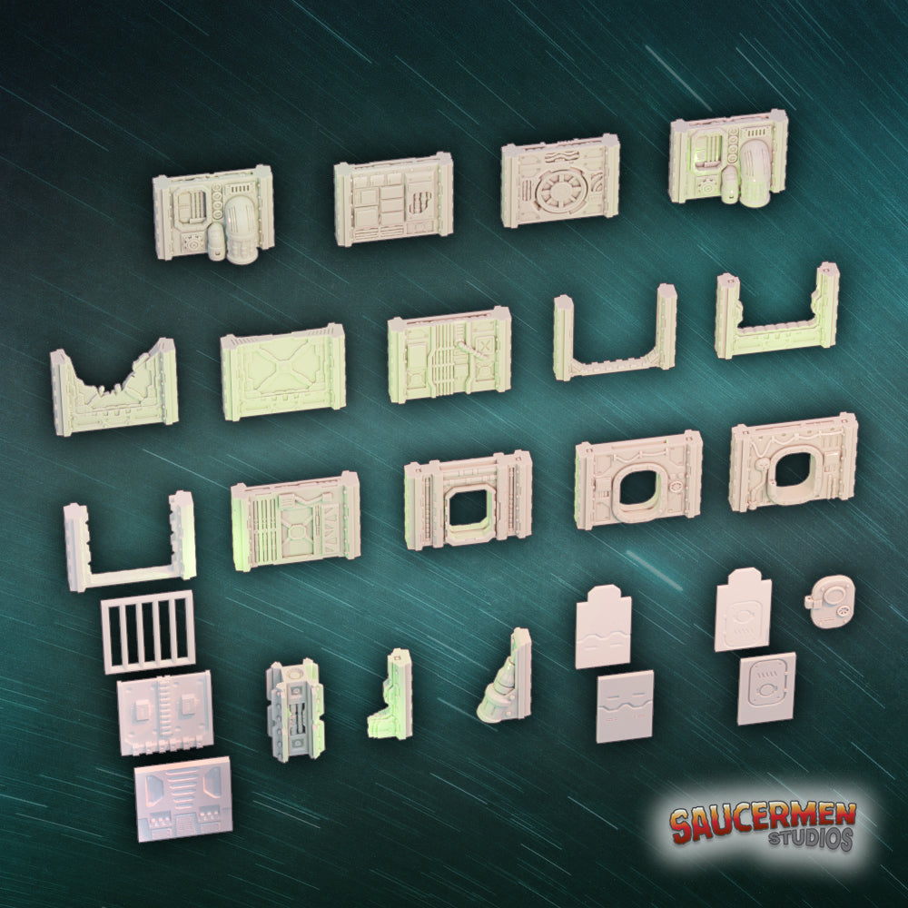 Ship Assault: Modular Walls – Base Set - Sci-Fi Grimdark Miniatures by Saucermen Studios, Wargame Scale 3D Printed - photo 4