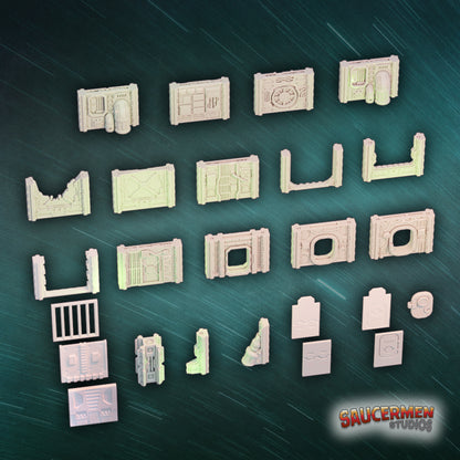 Ship Assault: Modular Walls – Base Set - Sci-Fi Grimdark Miniatures by Saucermen Studios, Wargame Scale 3D Printed - photo 4