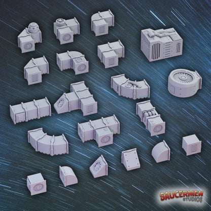 Modular Ducts & Vent System - Sci-Fi Grimdark Miniatures by Saucermen Studios, Wargame Scale 3D Printed - photo 2