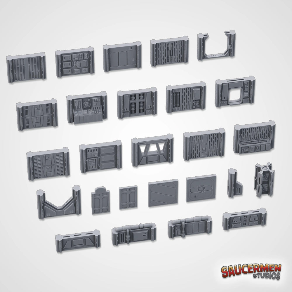 Intergalactic Assault: Modular Walls – Base Set - Sci-Fi Grimdark Miniatures by Saucermen Studios, Wargame Scale 3D Printed - photo 2